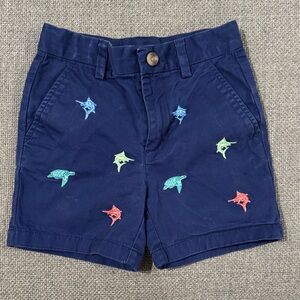 Vineyard Vines Navy Kids Shorts with Multicolor Sea Creature Embroidery